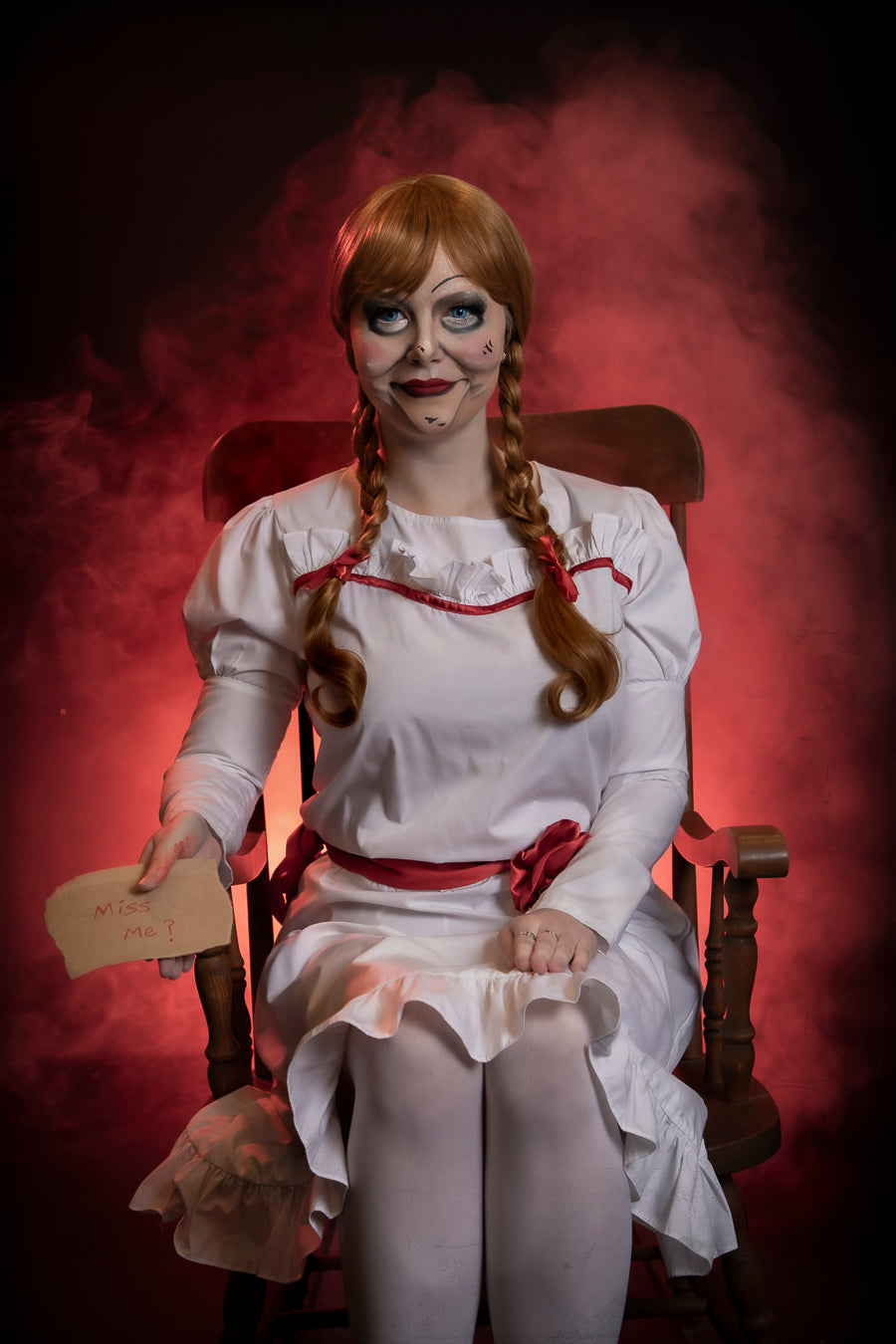 Annabelle Costume Hire or Cosplay, plus Makeup and Photography. Proudly by and available at, Little Shop of Horrors Costumery Mornington & Melbourne.