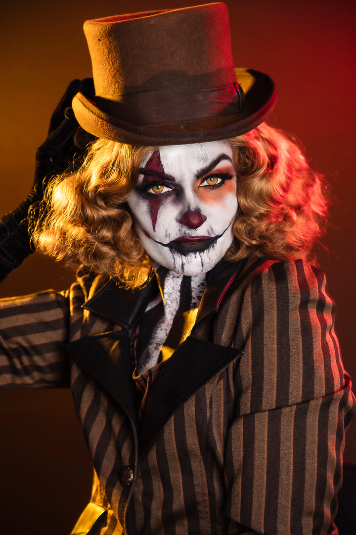 Carnevil the Evil Halloween Carnival Clown, plus Makeup and Photography. Proudly by and available at, Little Shop of Horrors Costumery 6/1 Watt Rd Mornington & Melbourne