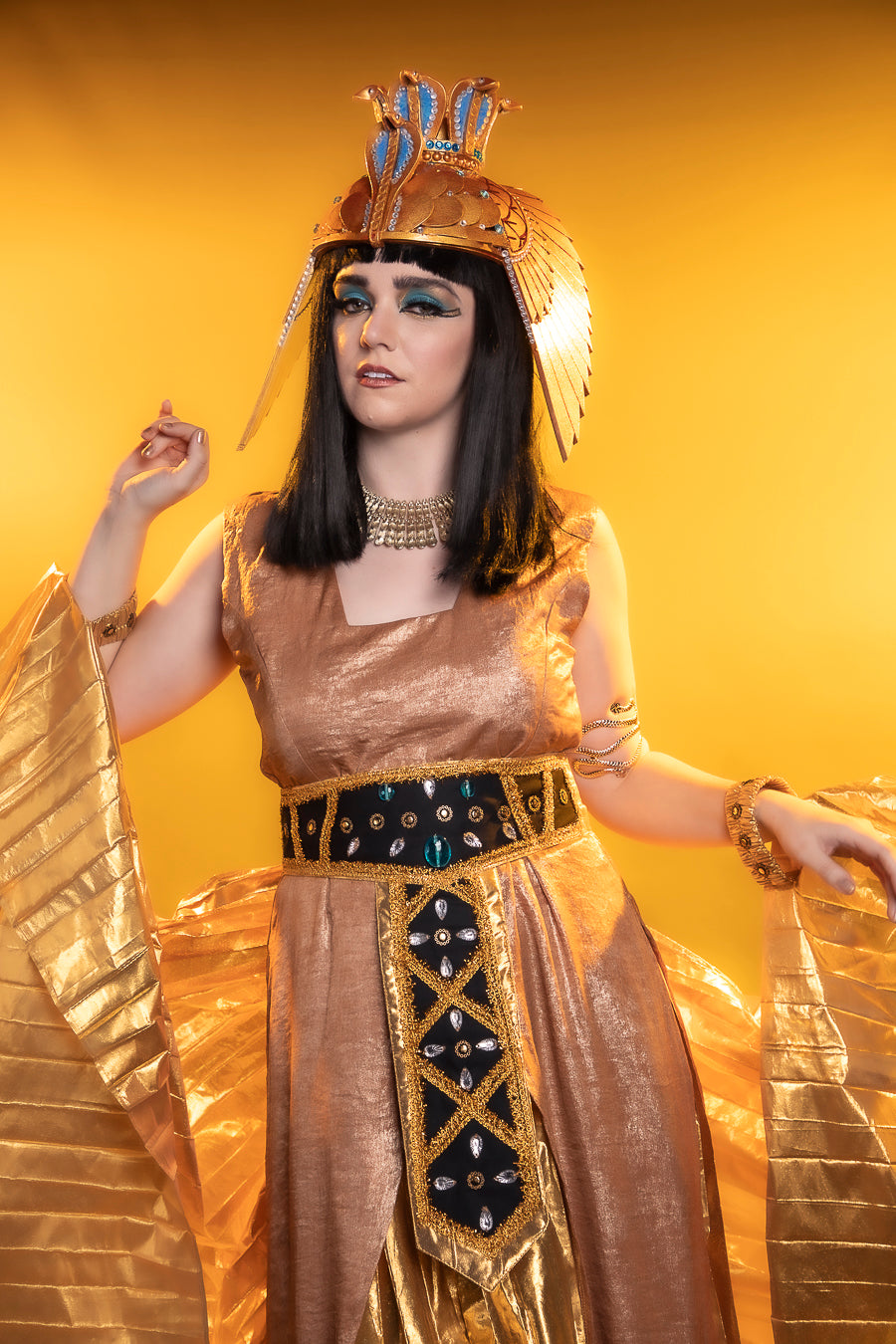 Cleopatra Egyptian Costume Hire or Cosplay, plus Makeup and Photography. Proudly by and available at, Little Shop of Horrors Costumery 6/1 Watt Rd Mornington & Melbourne