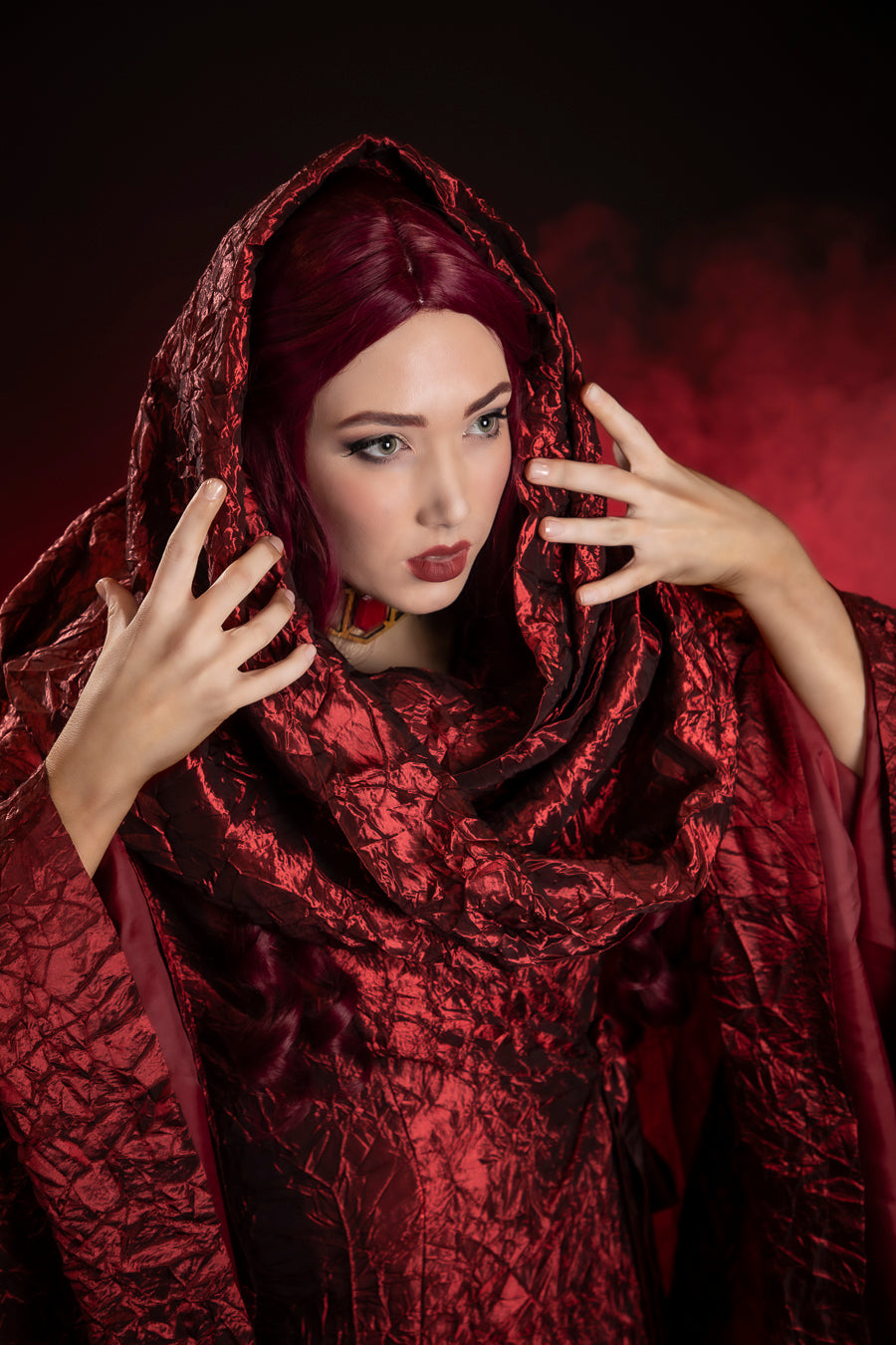 Game of Thrones Melisandre The Red Woman Costume Hire or Cosplay, plus Makeup and Photography. Proudly by and available at, Little Shop of Horrors Costumery Mornington & Melbourne