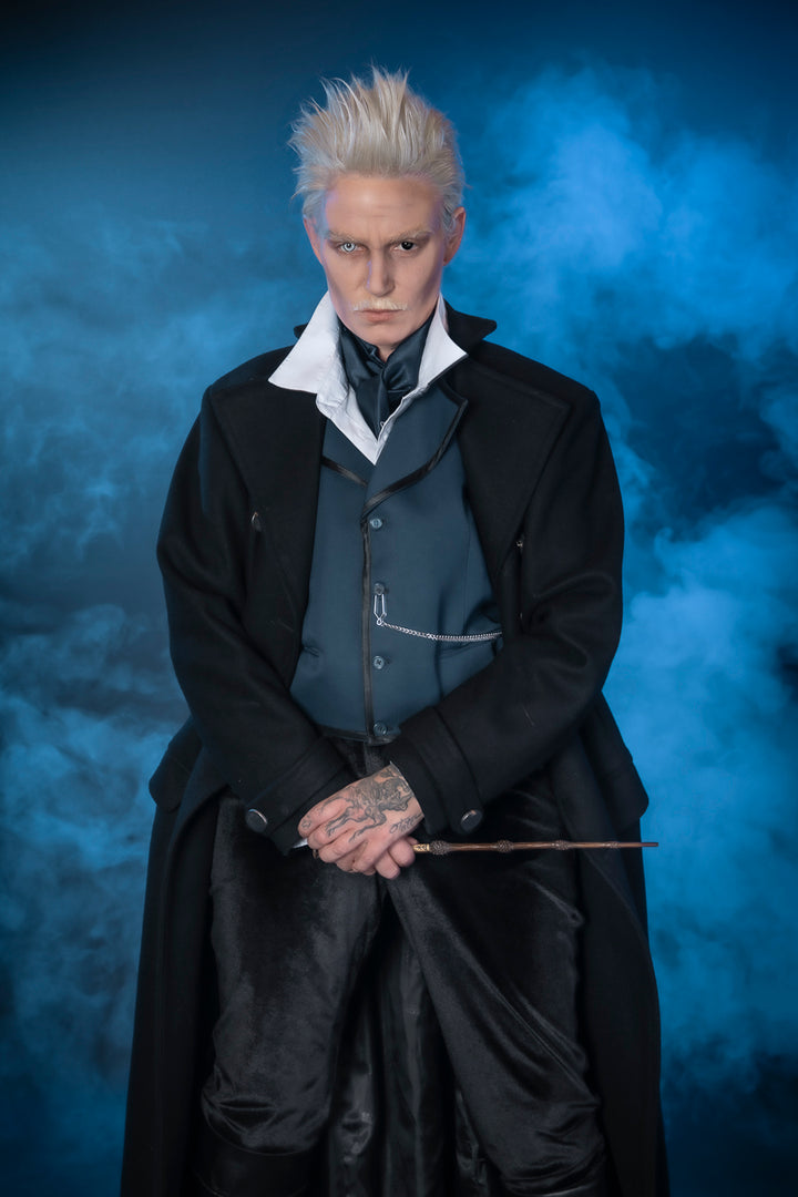 Harry Potter Fantastic Beasts, Gellert Grindelwald Costume Hire or Cosplay, plus Makeup and Photography. Proudly by and available at, Little Shop of Horrors Costumery 6/1 Watt Rd Mornington & Melbourne