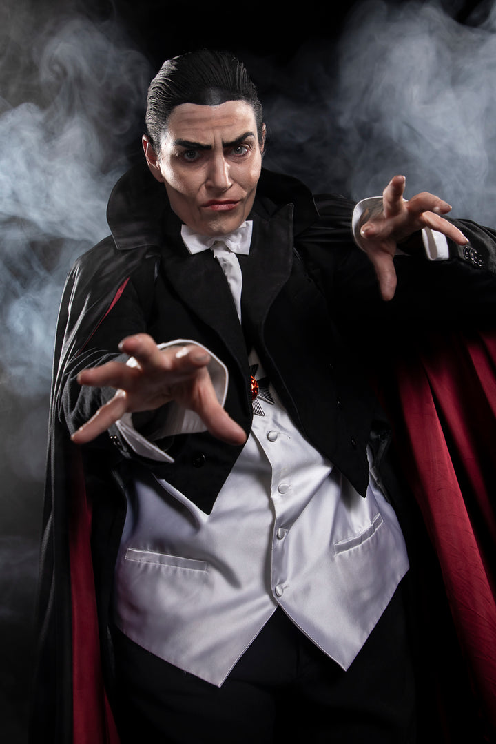 Universal Monsters Bela Lugosi Dracula, Vampire Costume Hire. Proudly by and available at, Little Shop of Horrors Costumery 6/1 Watt Rd Mornington & Melbourne