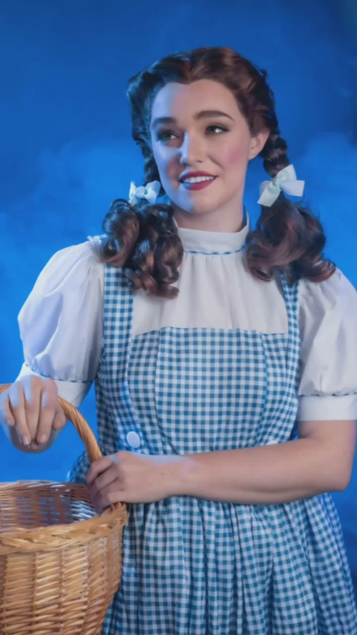 Wizard of Oz Dorothy Gale Costume Hire, plus Makeup and Photography. Proudly by and available at, Little Shop of Horrors Costumery 6/1 Watt Rd Mornington & Melbourne