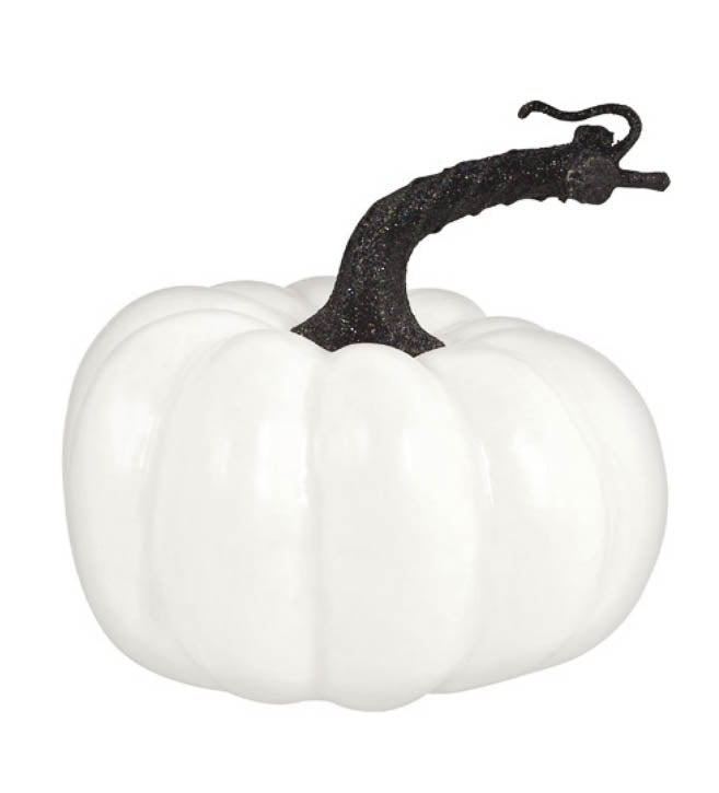 Small White Plastic Pumpkin & Glittered Handle - Little Shop of Horrors