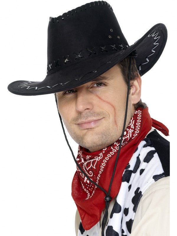 Cowboy Hat: Black Faux Suede with Lacing - Little Shop of Horrors