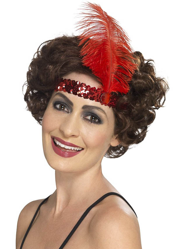 Flapper Headband, Red, with Feather - Little Shop of Horrors