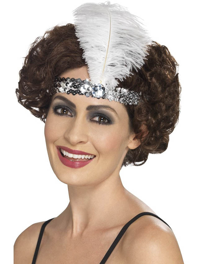 Flapper Headband, Silver, with Feather - Little Shop of Horrors