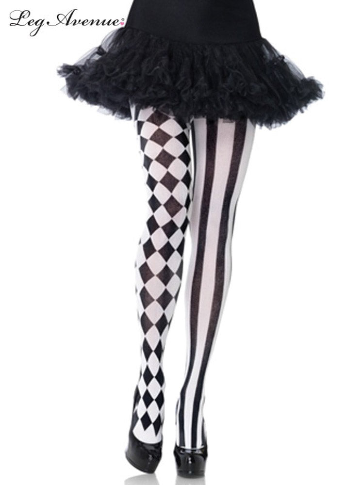 Black & White Harlequin Pantyhose O/S - Little Shop of Horrors
