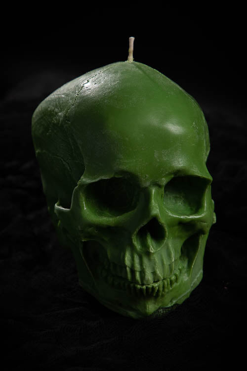 Human Skull Candle: Green "Vanilla Bourbon" - Little Shop of Horrors