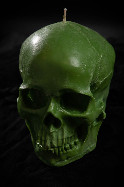 Human Skull Candle: Green "Frankincense" - Little Shop of Horrors