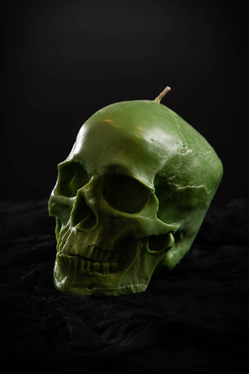 Human Skull Candle: Green "Frankincense" - Little Shop of Horrors