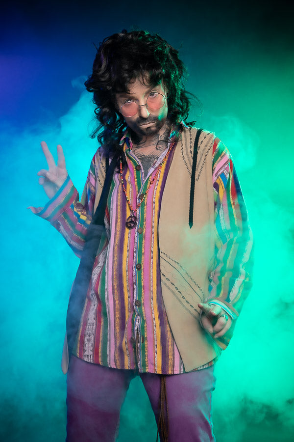 Cat Stevens 1970s Costume Hire, plus Makeup and Photography. Proudly by and available at, Little Shop of Horrors Costumery 6/1 Watt Rd Mornington & Melbourne.