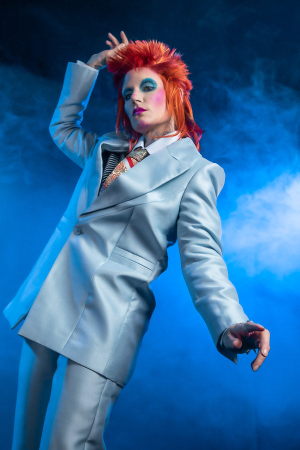 Exquisite Replica David Bowie Life on Mars Costume Hire or Cosplay, plus Makeup and Photography. Proudly by and available at, Little Shop of Horrors Costumery 6/1 Watt Rd Mornington & Melbourne