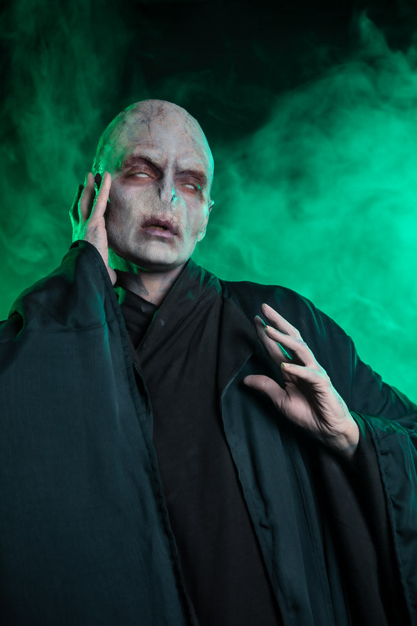Harry Potter The Dark Lord, Voldemort Costume Hire or Cosplay, plus Makeup and Photography. Proudly by and available at, Little Shop of Horrors Costumery 6/1 Watt Rd Mornington & Melbourne