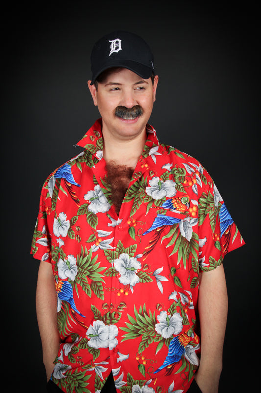 Magnum PI 1980s Costume Hire or Cosplay, plus Makeup and Photography. Proudly by and available at, Little Shop of Horrors Costumery 6/1 Watt Rd Mornington & Melbourne www.littleshopofhorrors.com.au