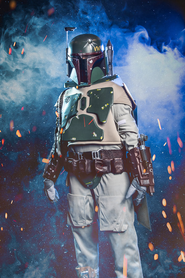Officially Licensed Collectors Edition Star Wars Boba Fett Costume Hire or Cosplay, plus Makeup and Photography. Proudly by and available at, Little Shop of Horrors Costumery 6/1 Watt Rd Mornington & Melbourne