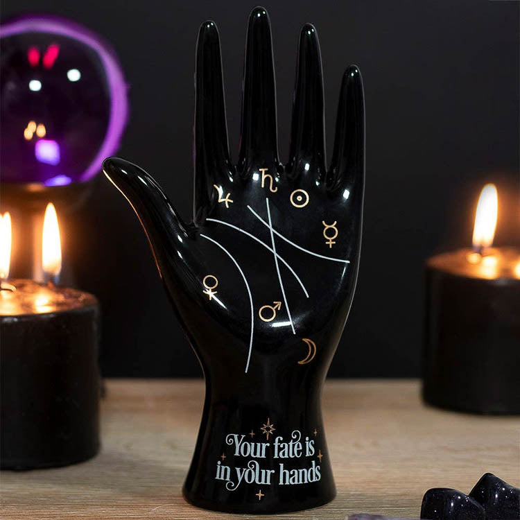 Ceramic Palmistry Hand: Black - Little Shop of Horrors