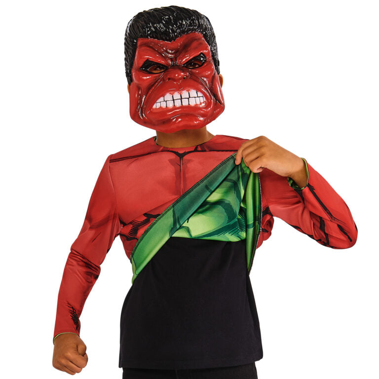 RED HULK/GREEN HULK REVERSIBLE COSTUME TOP & 2 MASKS, CHILD - Little Shop of Horrors Costumery & Pop-Culture Emporium - 16 Bennetts Rd Mornington Melbourne - Melbourne's Most Iconic Costume Shop