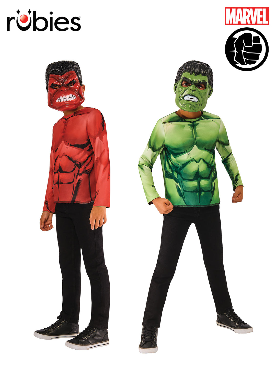 RED HULK/GREEN HULK REVERSIBLE COSTUME TOP & 2 MASKS, CHILD - Little Shop of Horrors Costumery & Pop-Culture Emporium - 16 Bennetts Rd Mornington Melbourne - Melbourne's Most Iconic Costume Shop