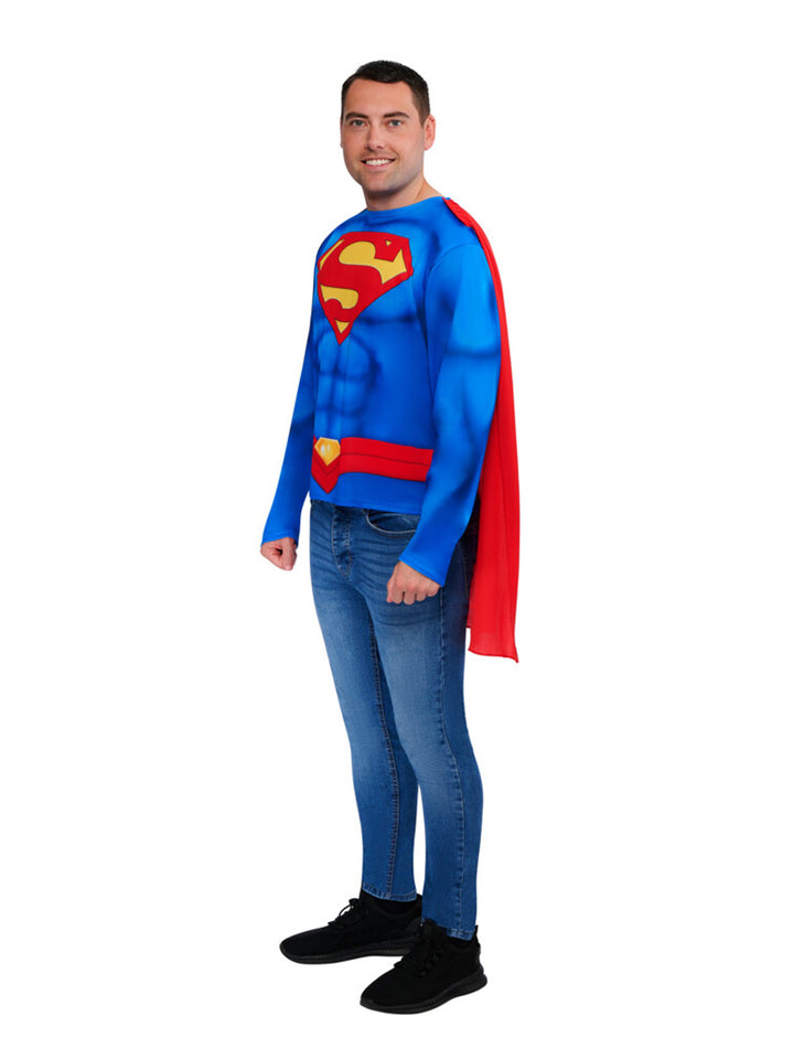 SUPERMAN COSTUME TOP & CAPE, ADULT - Little Shop of Horrors Costumery & Pop-Culture Emporium - 16 Bennetts Rd Mornington Melbourne - Melbourne's Most Iconic Costume Shop