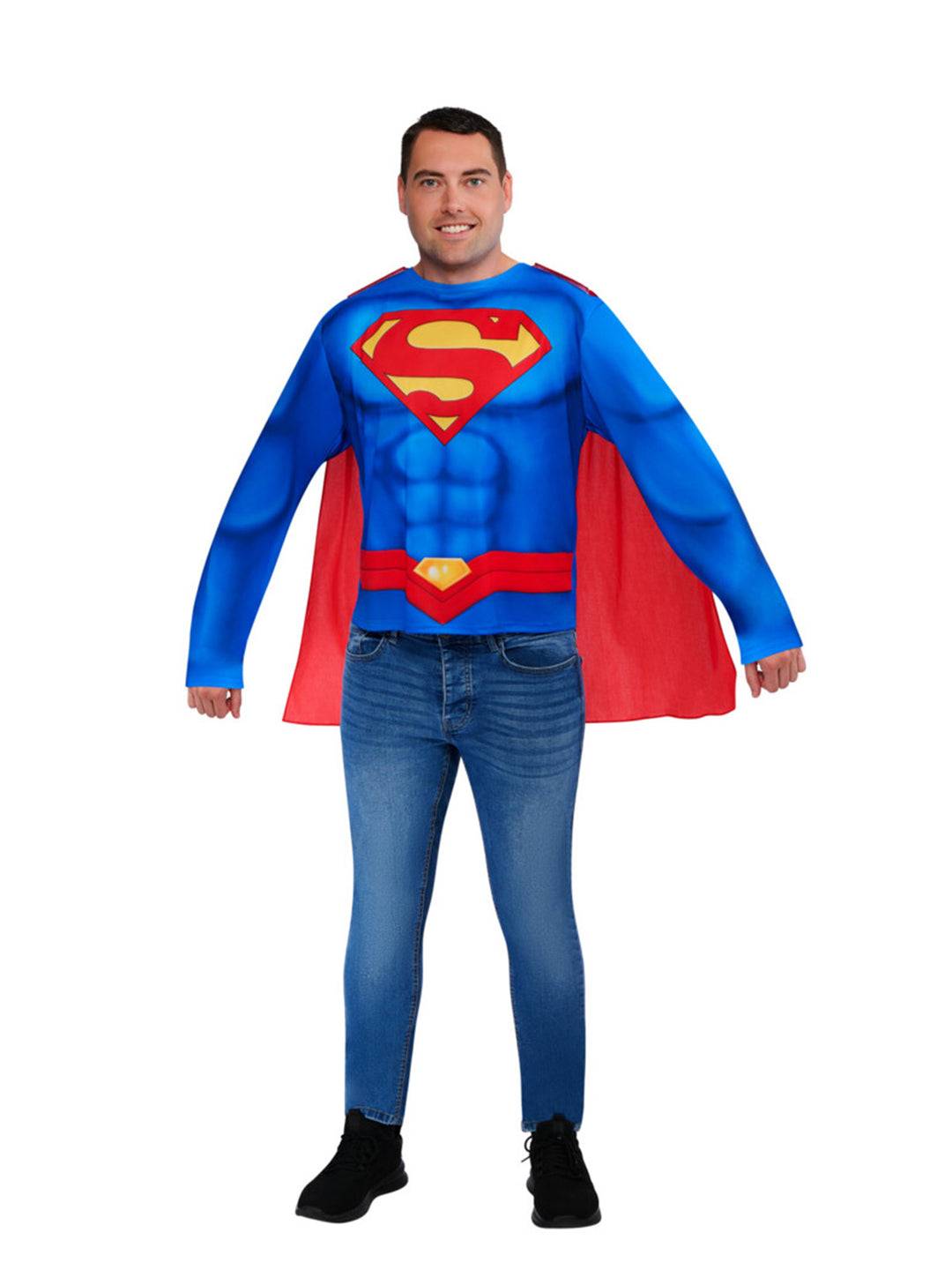 SUPERMAN COSTUME TOP & CAPE, ADULT - Little Shop of Horrors Costumery & Pop-Culture Emporium - 16 Bennetts Rd Mornington Melbourne - Melbourne's Most Iconic Costume Shop