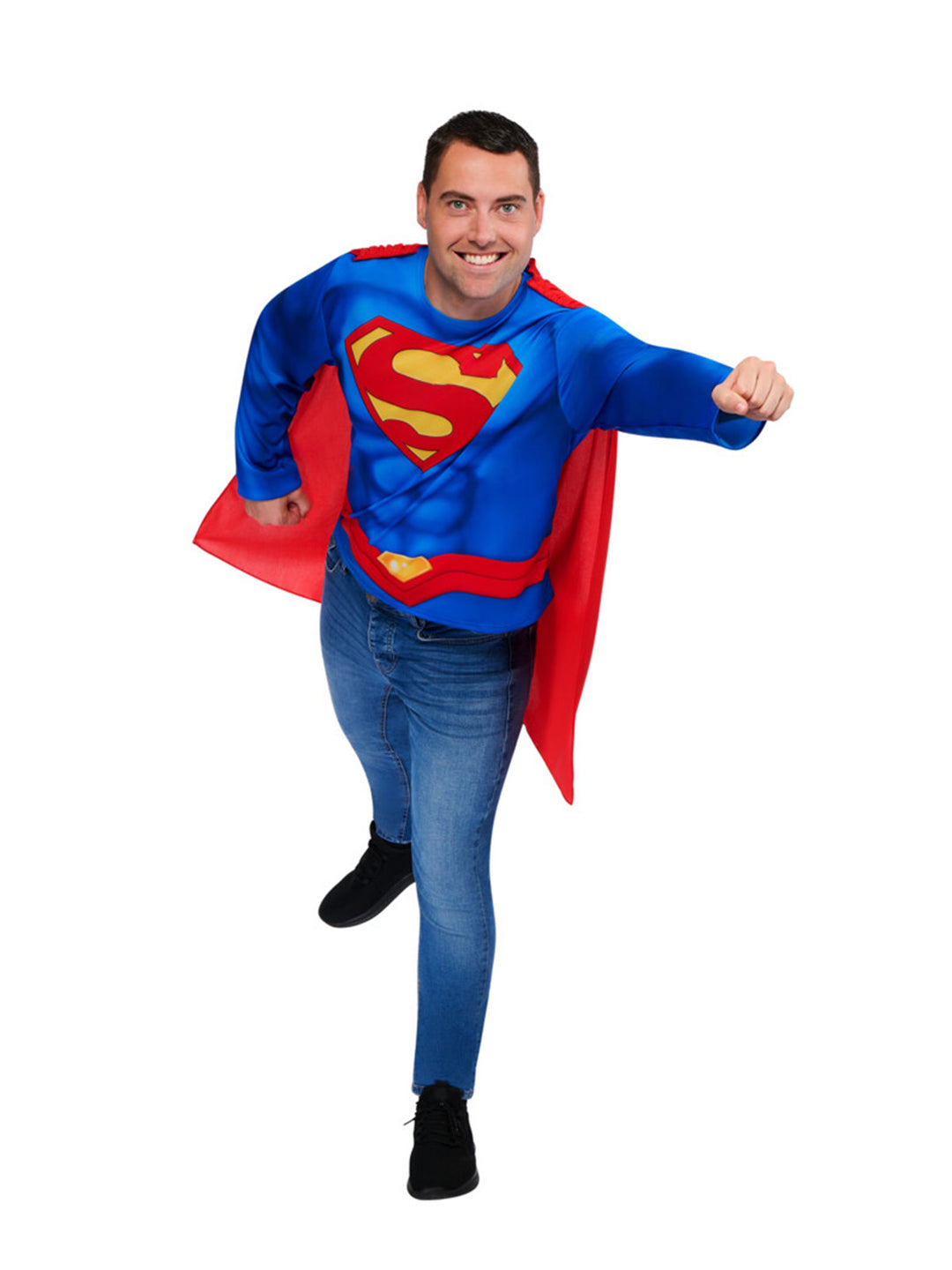 SUPERMAN COSTUME TOP & CAPE, ADULT - Little Shop of Horrors Costumery & Pop-Culture Emporium - 16 Bennetts Rd Mornington Melbourne - Melbourne's Most Iconic Costume Shop
