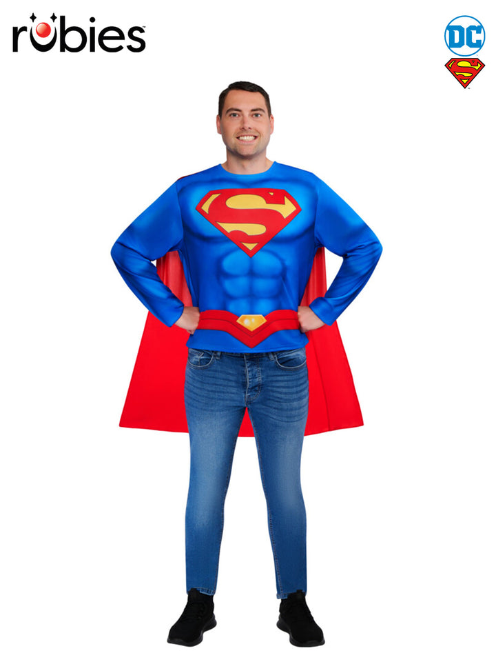 SUPERMAN COSTUME TOP & CAPE, ADULT - Little Shop of Horrors Costumery & Pop-Culture Emporium - 16 Bennetts Rd Mornington Melbourne - Melbourne's Most Iconic Costume Shop