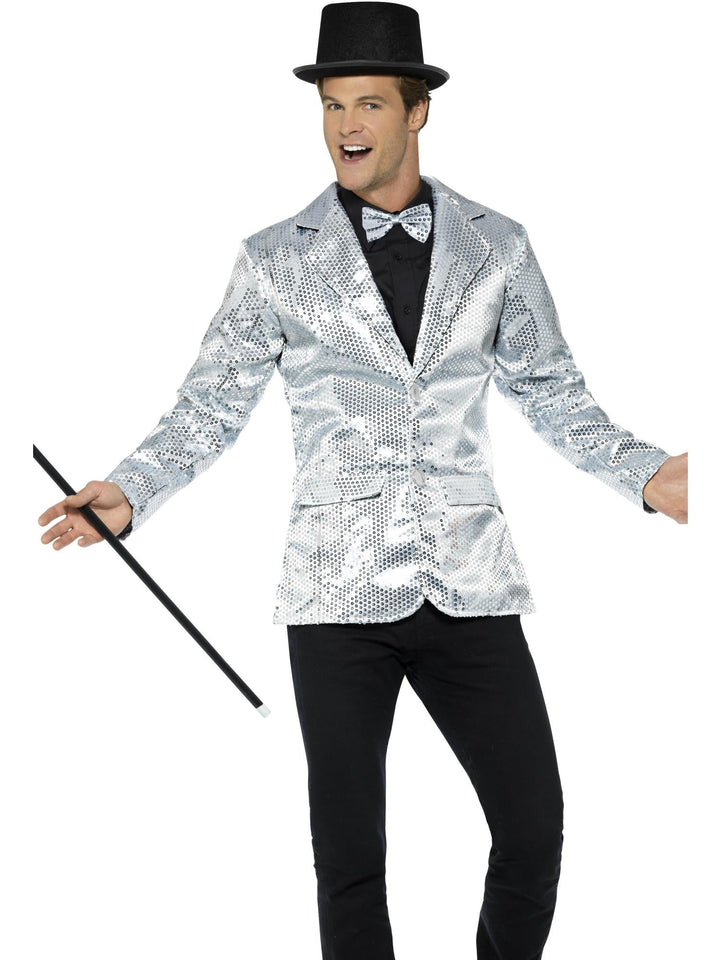 SEQUIN SILVER JACKET, ADULT - Little Shop of Horrors Costumery & Pop-Culture Emporium - 16 Bennetts Rd Mornington Melbourne - Melbourne's Most Iconic Costume Shop