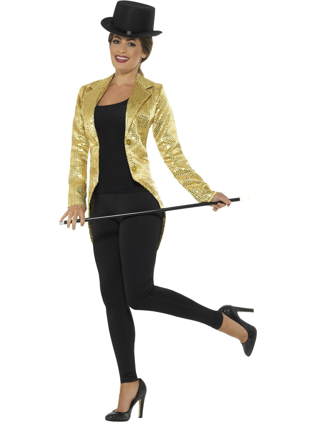 SEQUIN TAILCOAT LADIES JACKET, GOLD - Little Shop of Horrors Costumery & Pop-Culture Emporium - 16 Bennetts Rd Mornington Melbourne - Melbourne's Most Iconic Costume Shop