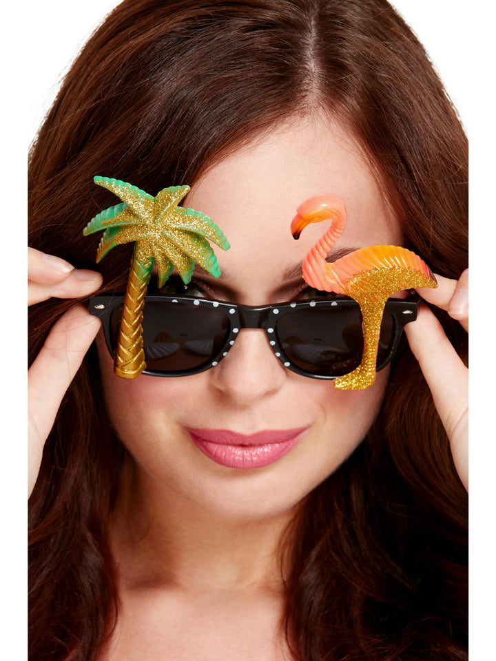 TROPICAL FLAMINGO & PALM TREE GLASSES - Little Shop of Horrors Costumery & Pop-Culture Emporium - 16 Bennetts Rd Mornington Melbourne - Melbourne's Most Iconic Costume Shop
