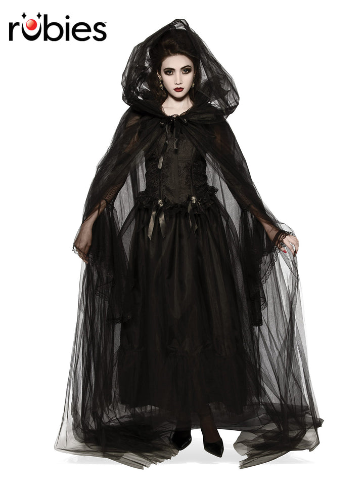 BLACK HOODED CAPE, ADULT - Little Shop of Horrors Costumery & Pop-Culture Emporium - 16 Bennetts Rd Mornington Melbourne - Melbourne's Most Iconic Costume Shop