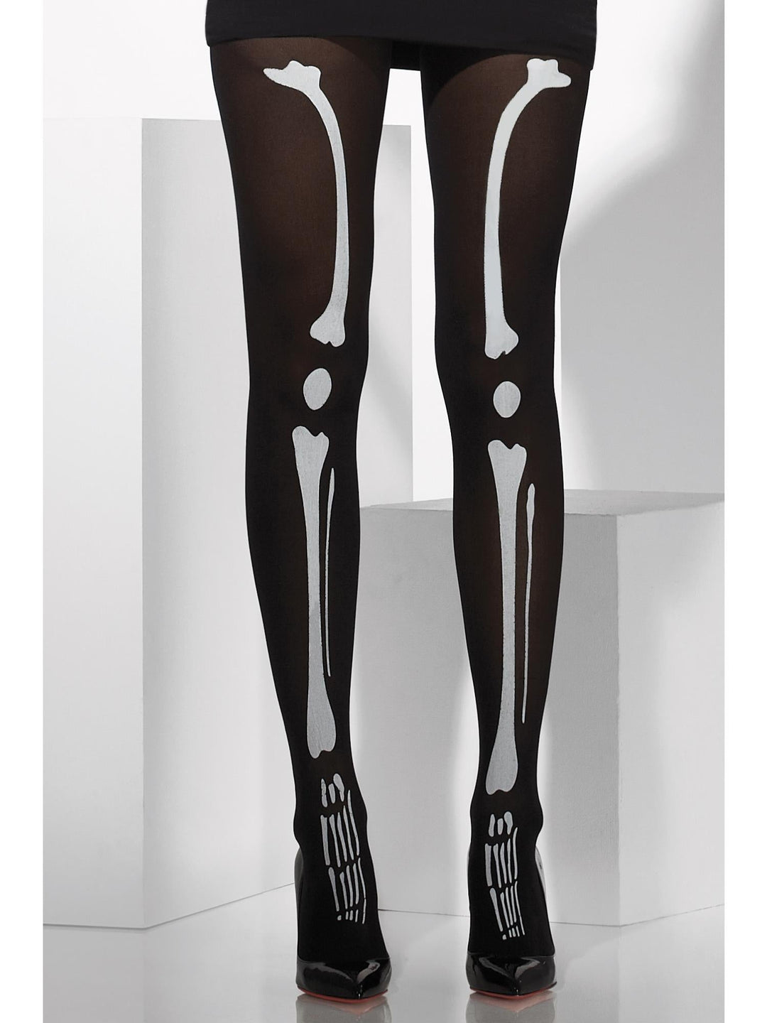 TIGHTS BLACK WITH SKELETON PRINT, ADULT - Little Shop of Horrors Costumery & Pop-Culture Emporium - 16 Bennetts Rd Mornington Melbourne - Melbourne's Most Iconic Costume Shop