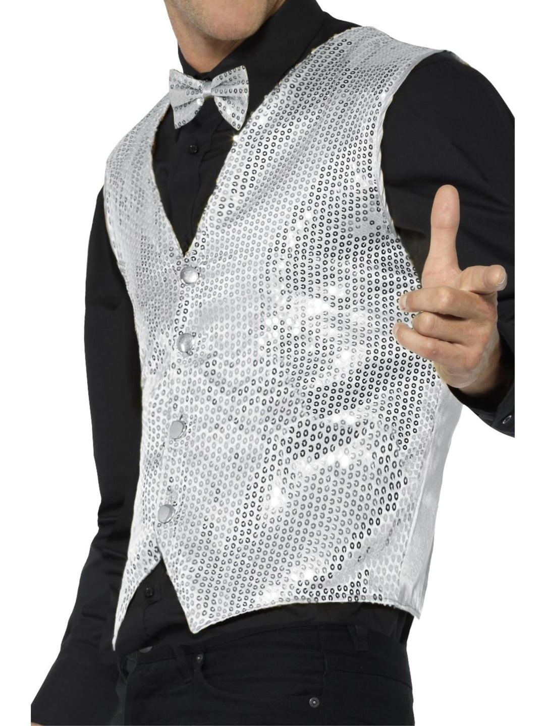WAISTCOAT – SILVER SEQUIN, ADULT - Little Shop of Horrors Costumery & Pop-Culture Emporium - 16 Bennetts Rd Mornington Melbourne
