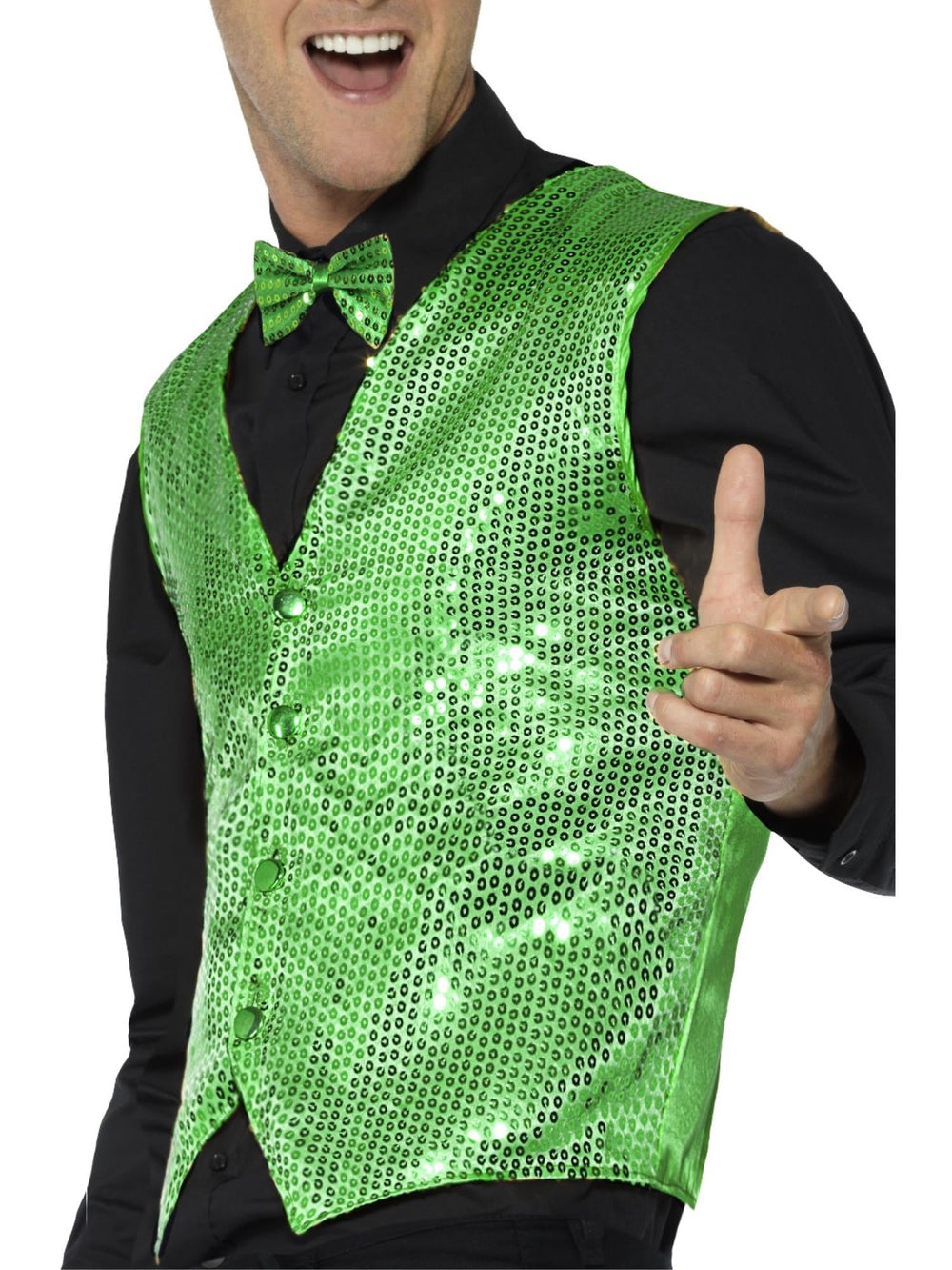 SEQUIN WAISTCOAT GREEN, ADULT - Little Shop of Horrors Costumery & Pop-Culture Emporium - 16 Bennetts Rd Mornington Melbourne - Melbourne's Most Iconic Costume Shop