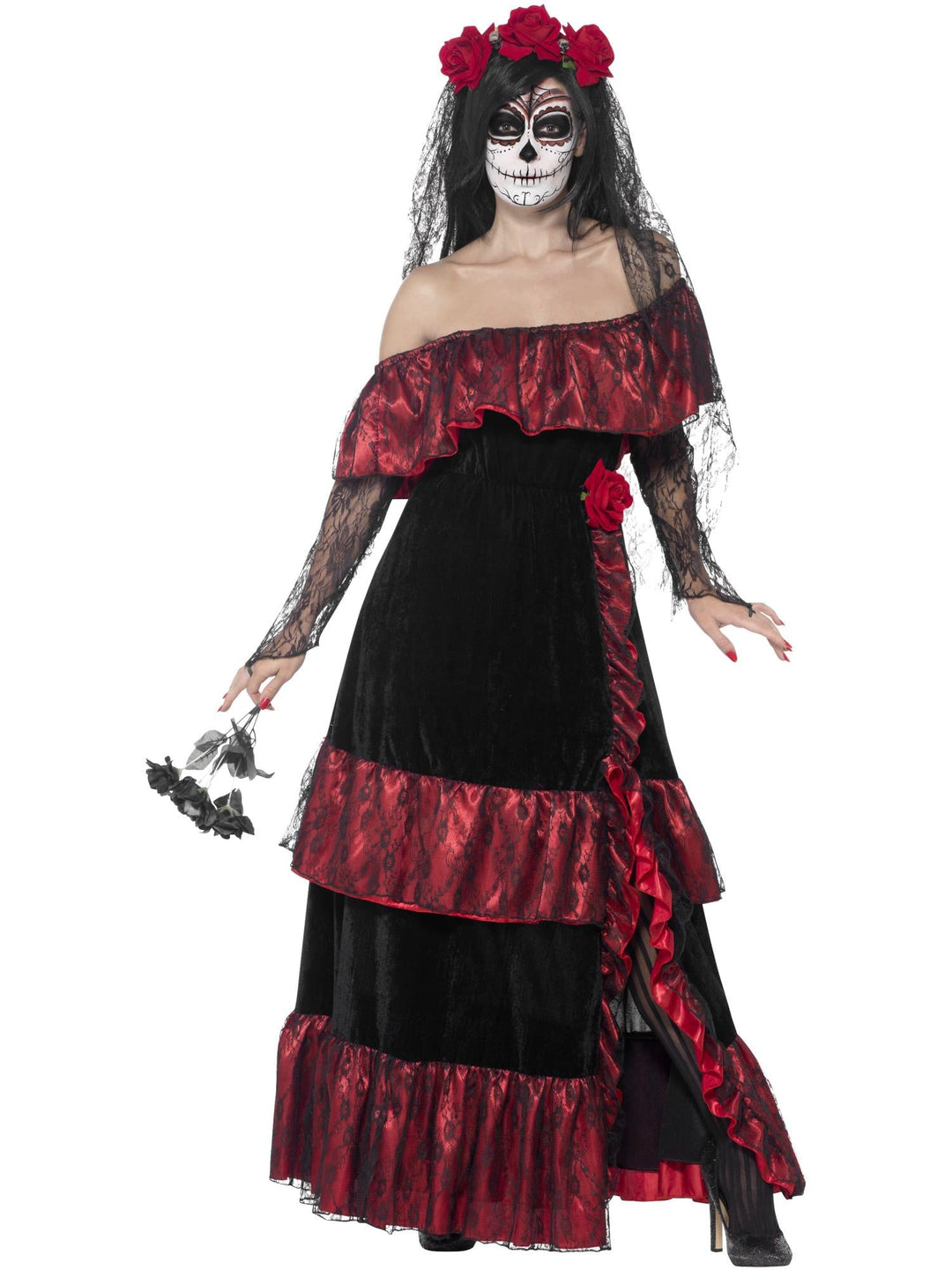 DAY OF THE DEAD BRIDE DELUXE COSTUME, ADULT - Little Shop of Horrors Costumery & Pop-Culture Emporium - 16 Bennetts Rd Mornington Melbourne - Melbourne's Most Iconic Costume Shop