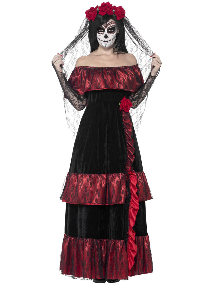 DAY OF THE DEAD BRIDE DELUXE COSTUME, ADULT - Little Shop of Horrors Costumery & Pop-Culture Emporium - 16 Bennetts Rd Mornington Melbourne - Melbourne's Most Iconic Costume Shop