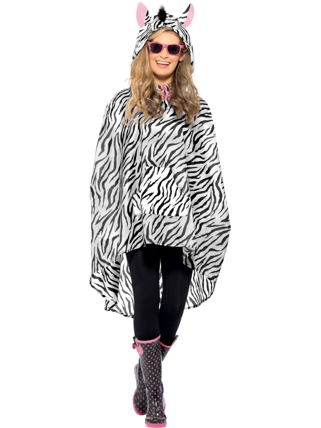 ZEBRA PARTY PONCHO, ADULT - Little Shop of Horrors Costumery & Pop-Culture Emporium - 16 Bennetts Rd Mornington Melbourne - Melbourne's Most Iconic Costume Shop