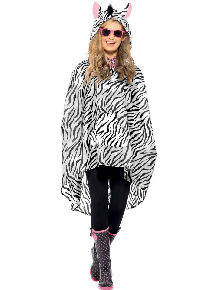 ZEBRA PARTY PONCHO, ADULT - Little Shop of Horrors Costumery & Pop-Culture Emporium - 16 Bennetts Rd Mornington Melbourne - Melbourne's Most Iconic Costume Shop