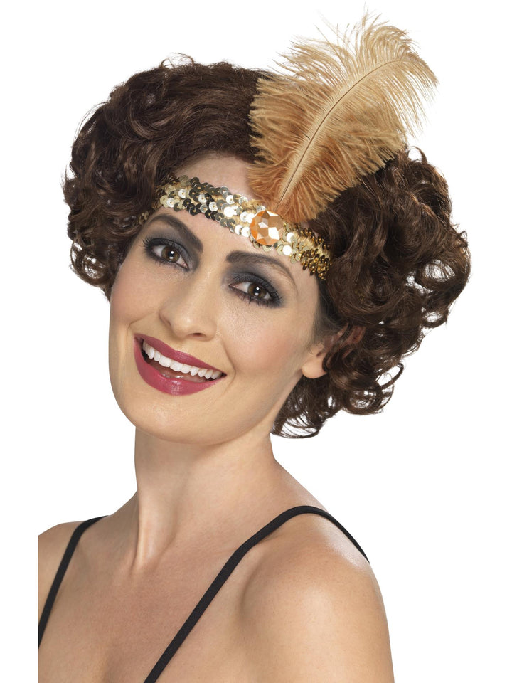 FLAPPER GOLD HEADBAND, ADULT - Little Shop of Horrors Costumery & Pop-Culture Emporium - 16 Bennetts Rd Mornington Melbourne - Melbourne's Most Iconic Costume Shop