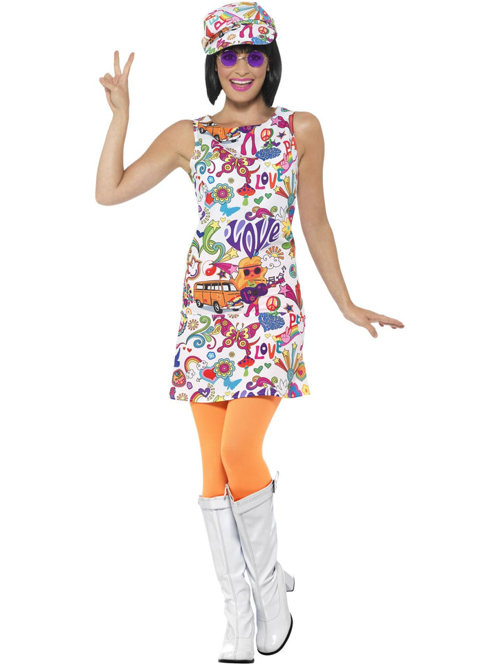 60S GROOVY CHICK COSTUME, ADULT - Little Shop of Horrors Costumery & Pop-Culture Emporium - 16 Bennetts Rd Mornington Melbourne - Melbourne's Most Iconic Costume Shop