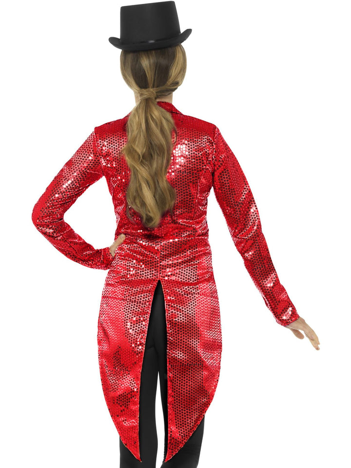 SEQUIN TAILCOAT LADIES JACKET, RED - Little Shop of Horrors Costumery & Pop-Culture Emporium - 16 Bennetts Rd Mornington Melbourne - Melbourne's Most Iconic Costume Shop