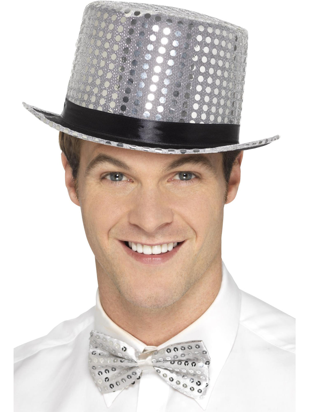 TOP HAT SILVER SEQUIN, ADULT - Little Shop of Horrors Costumery & Pop-Culture Emporium - 16 Bennetts Rd Mornington Melbourne - Melbourne's Most Iconic Costume Shop