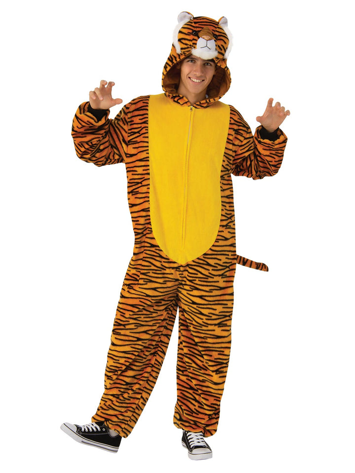 TIGER FURRY ONESIE COSTUME, ADULT - Little Shop of Horrors Costumery & Pop-Culture Emporium - 16 Bennetts Rd Mornington Melbourne