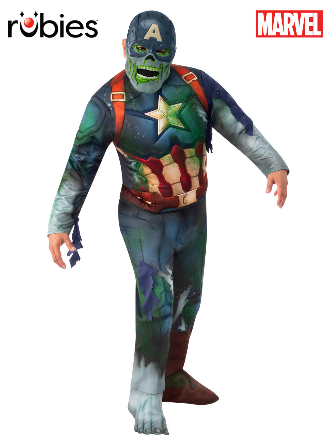 CAPTAIN AMERICA ZOMBIE DELUXE COSTUME, TEEN - Little Shop of Horrors Costumery & Pop-Culture Emporium - 16 Bennetts Rd Mornington Melbourne - Melbourne's Most Iconic Costume Shop