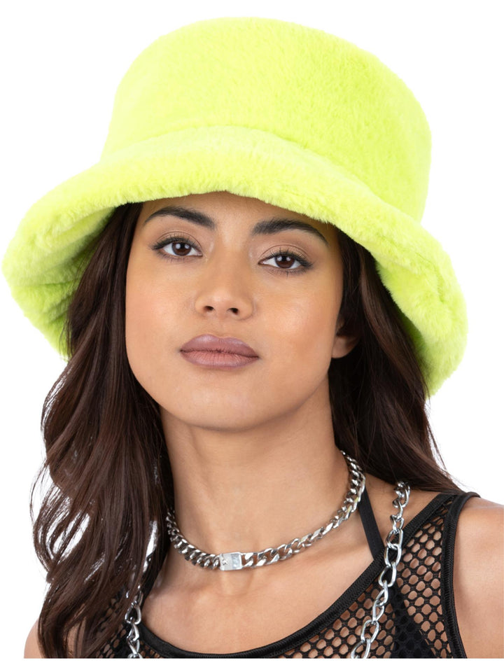 90S GREEN FUR BUCKET HAT, ADULT - Little Shop of Horrors Costumery & Pop-Culture Emporium - 16 Bennetts Rd Mornington Melbourne - Melbourne's Most Iconic Costume Shop