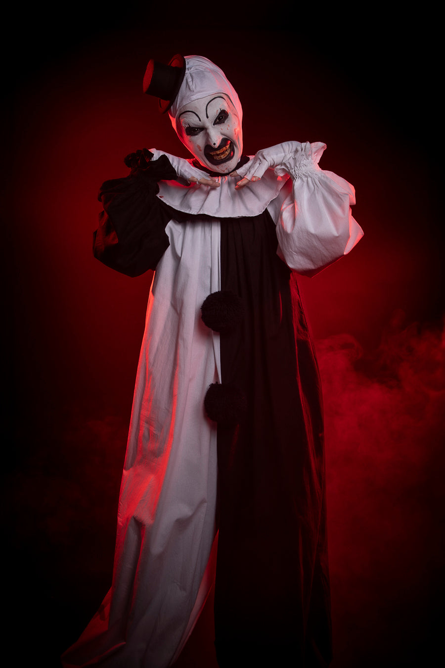 Art the Clown, inspired by the cult classic Terrifier. Costume Hire or Cosplay, plus Makeup and Photography. Proudly by and available at, Little Shop of Horrors Costumery Mornington & Melbourne.