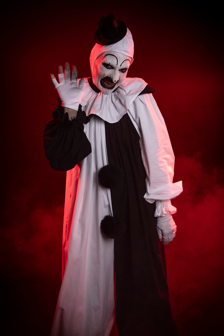 Art the Clown, inspired by the cult classic Terrifier. Costume Hire or Cosplay, plus Makeup and Photography. Proudly by and available at, Little Shop of Horrors Costumery Mornington & Melbourne.