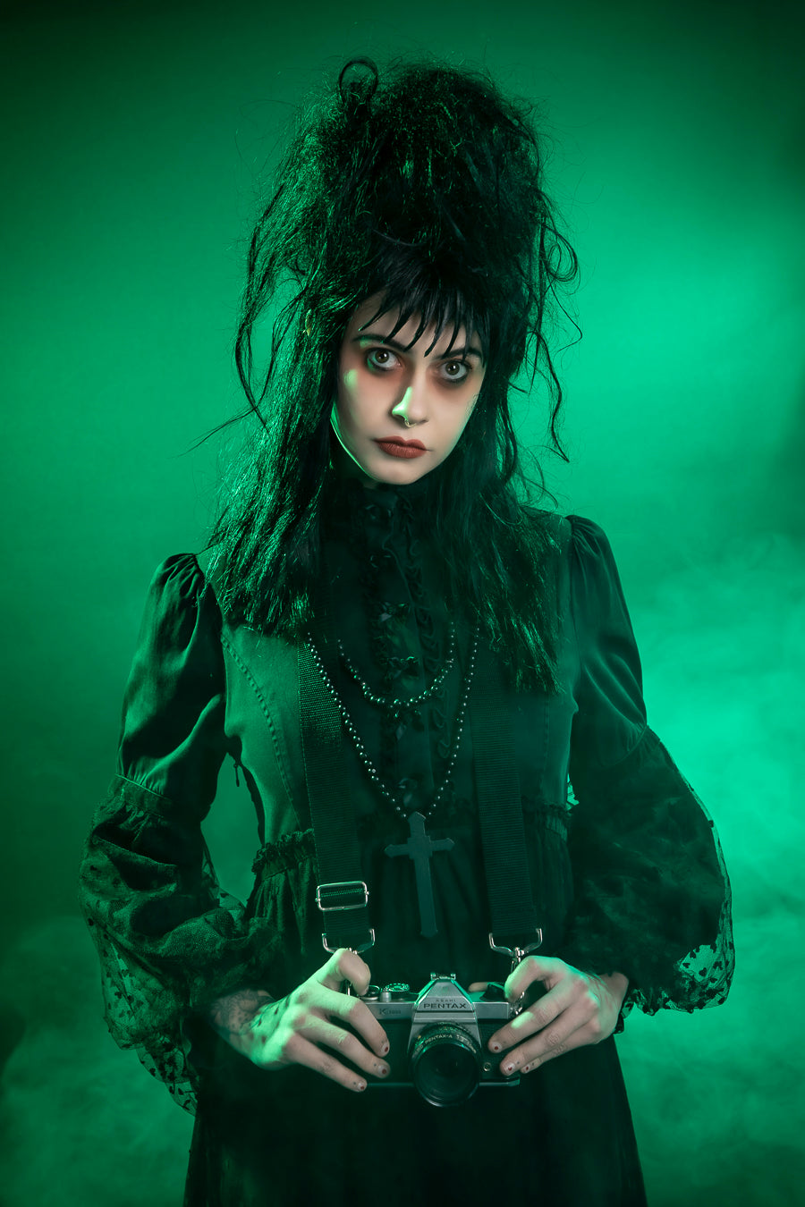 Lydia Deetz Beetlejuice Costume Hire or Cosplay, plus Makeup and Photography. Proudly by and available at, Little Shop of Horrors Costumery Mornington & Melbourne