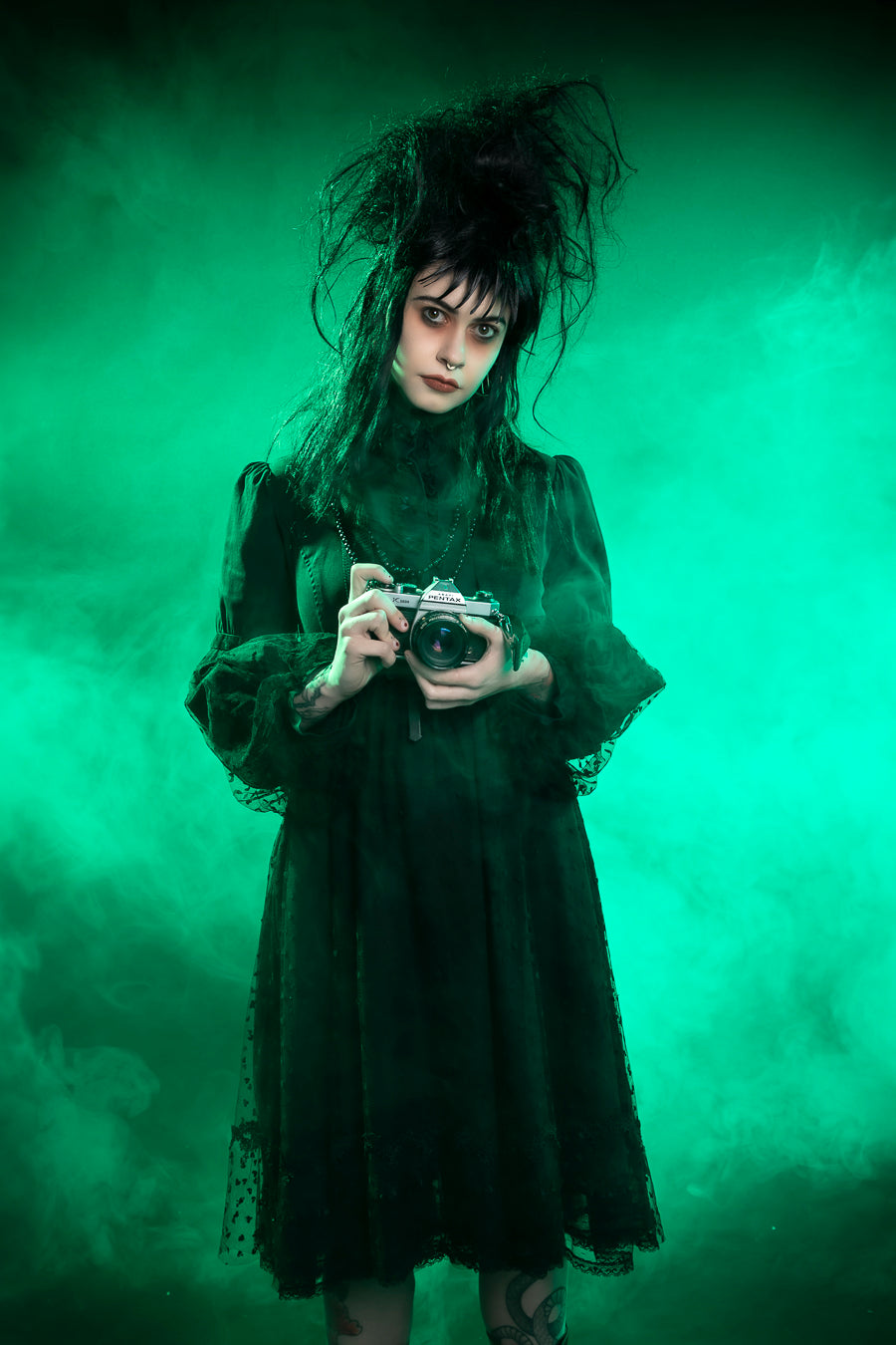 Lydia Deetz Beetlejuice Costume Hire or Cosplay, plus Makeup and Photography. Proudly by and available at, Little Shop of Horrors Costumery Mornington & Melbourne
