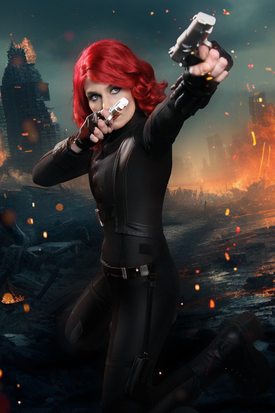 Marvel Avengers Black Widow Costume Hire available at Little Shop of Horrors Costumery & Pop-Culture Emporium Mornington Melbourne